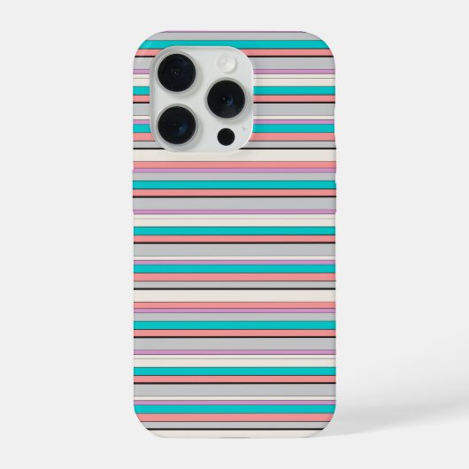 かわいい グレー アクア ストライプ iPhoneケース (裏面)