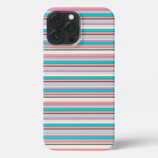 かわいい グレー アクア ストライプ iPhoneケース (裏面)