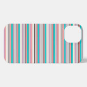 かわいい グレー アクア ストライプ iPhoneケース (裏面横)