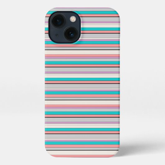かわいい グレー アクア ストライプ iPhoneケース (裏面)