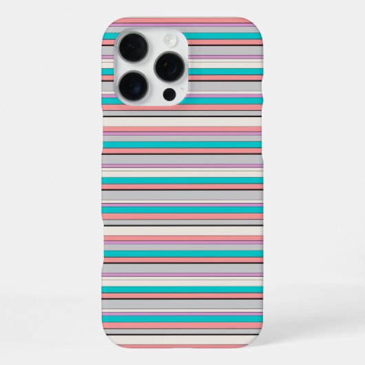かわいい グレー アクア ストライプ iPhoneケース (裏面)