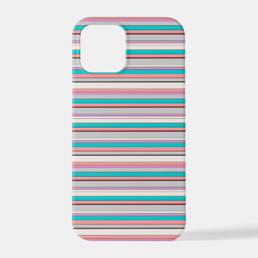 かわいい グレー アクア ストライプ iPhoneケース (裏面)