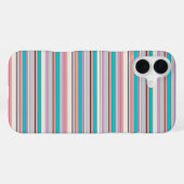 かわいい グレー アクア ストライプ iPhoneケース (裏面横)