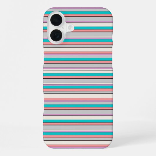 かわいい グレー アクア ストライプ iPhoneケース (裏面)