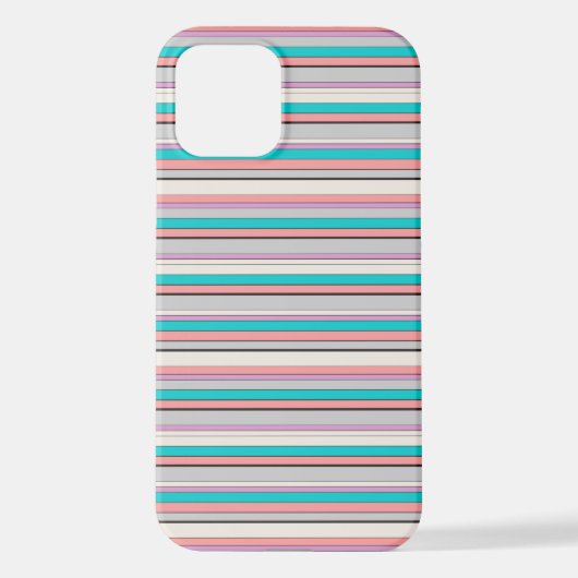 かわいい グレー アクア ストライプ iPhoneケース (裏面)