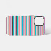 かわいい グレー アクア ストライプ iPhoneケース (裏面横)