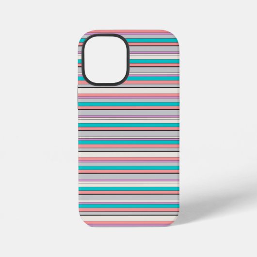 かわいい グレー アクア ストライプ iPhoneケース (裏面)
