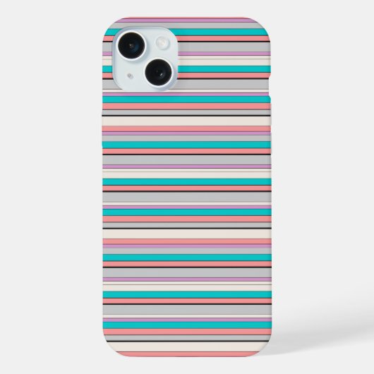 かわいい グレー アクア ストライプ iPhoneケース (裏面)