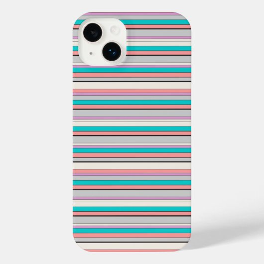 かわいい グレー アクア ストライプ iPhoneケース (裏面)