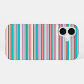 かわいい グレー アクア ストライプ iPhone 16ケース (裏面横)