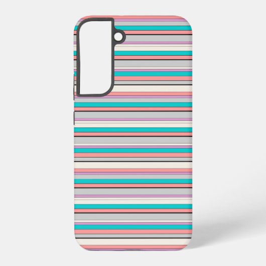 かわいい グレー アクア ストライプ SAMSUNG GALAXYケース (裏面)