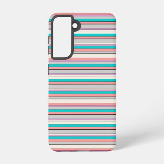 かわいい グレー アクア ストライプ SAMSUNG GALAXYケース (裏面)