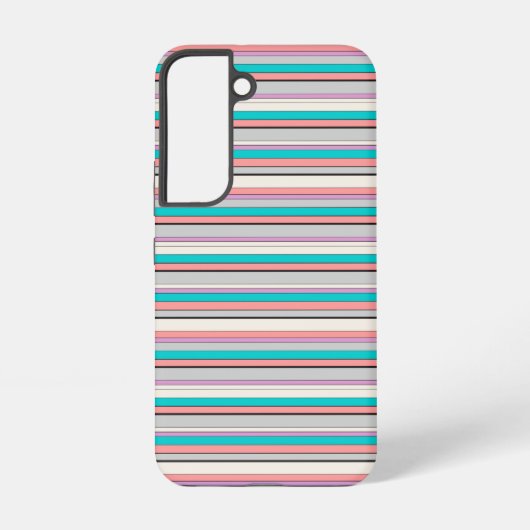 かわいい グレー アクア ストライプ SAMSUNG GALAXYケース (裏面)