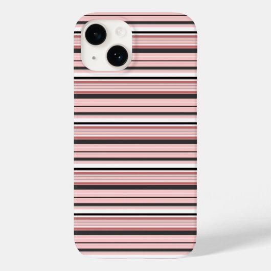 かわいい グレー ピンク ストライプ Case-Mate iPhoneケース (裏面)