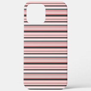 かわいい グレー ピンク ストライプ iPhone 12 PRO MAX ケース