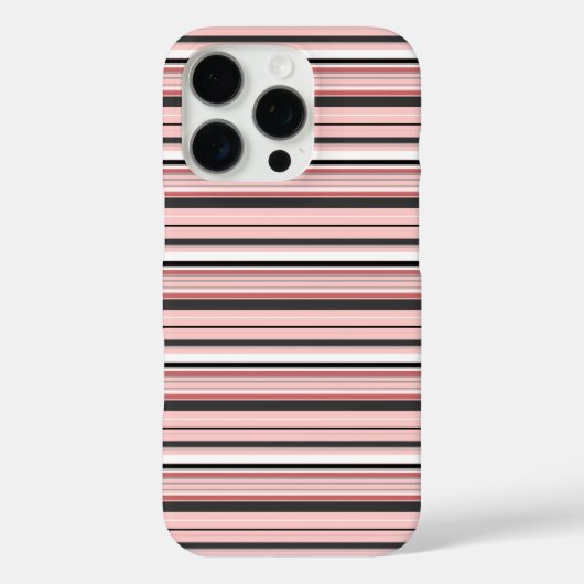 かわいい グレー ピンク ストライプ Case-Mate iPhoneケース (裏面)