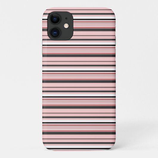 かわいい グレー ピンク ストライプ Case-Mate iPhoneケース (裏面)