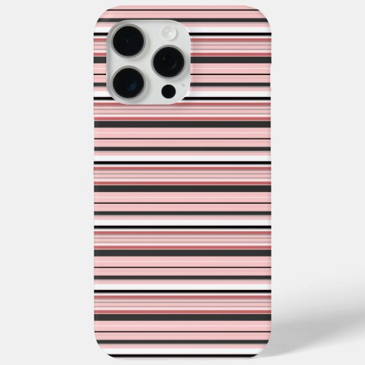 かわいい グレー ピンク ストライプ Case-Mate iPhoneケース (裏面)