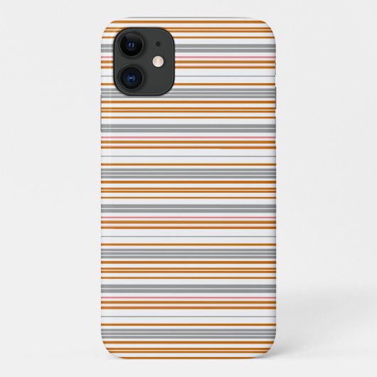かわいい グレー ブラウン ストライプ Case-Mate iPhoneケース (裏面)