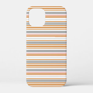 かわいい グレー ブラウン ストライプ iPhone 12 MINI ケース