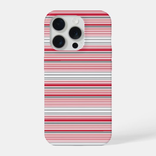 かわいい グレー 赤 ストライプ iPhoneケース (裏面)