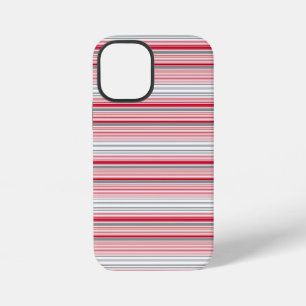 かわいい グレー 赤 ストライプ iPhone 12 MINIケース