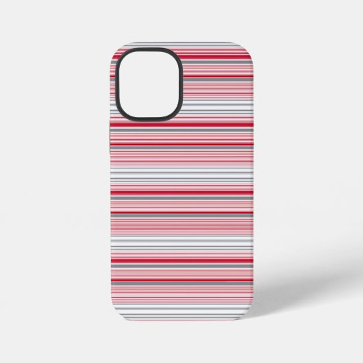 かわいい グレー 赤 ストライプ iPhoneケース (裏面)