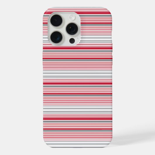 かわいい グレー 赤 ストライプ iPhoneケース (裏面)