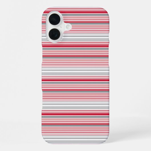 かわいい グレー 赤 ストライプ iPhoneケース (裏面)
