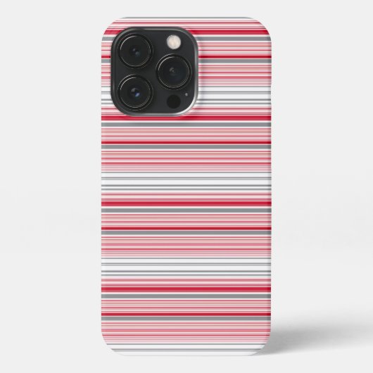 かわいい グレー 赤 ストライプ iPhoneケース (裏面)