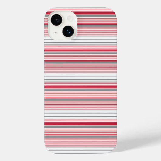 かわいい グレー 赤 ストライプ iPhoneケース (裏面)