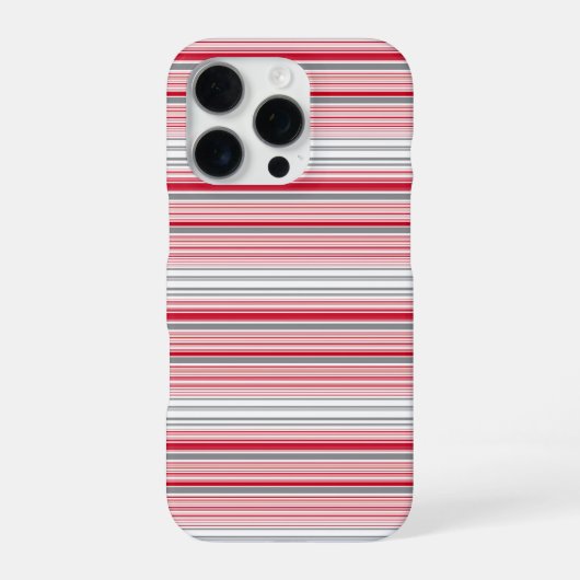 かわいい グレー 赤 ストライプ iPhoneケース (裏面)