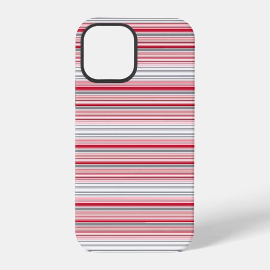かわいい グレー 赤 ストライプ iPhoneケース (裏面)