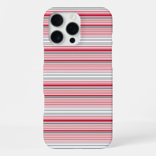 かわいい グレー 赤 ストライプ iPhoneケース (裏面)