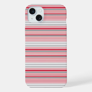 かわいい グレー 赤 ストライプ iPhone 15 PLUSケース