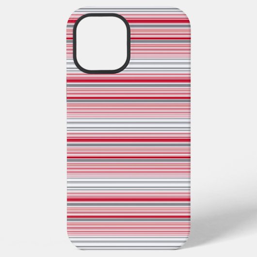 かわいい グレー 赤 ストライプ iPhoneケース (裏面)