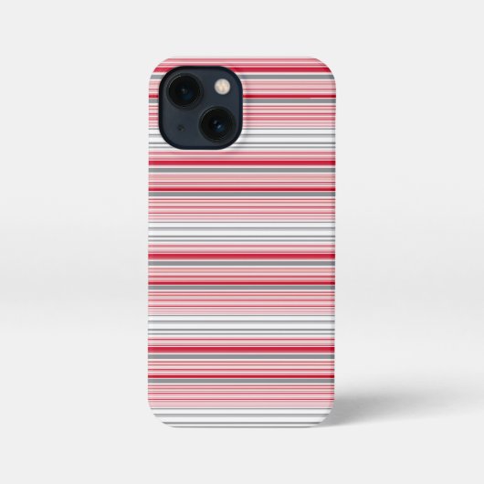 かわいい グレー 赤 ストライプ iPhoneケース (裏面)