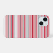 かわいい グレー 赤 ストライプ iPhone 15ケース (裏面横)