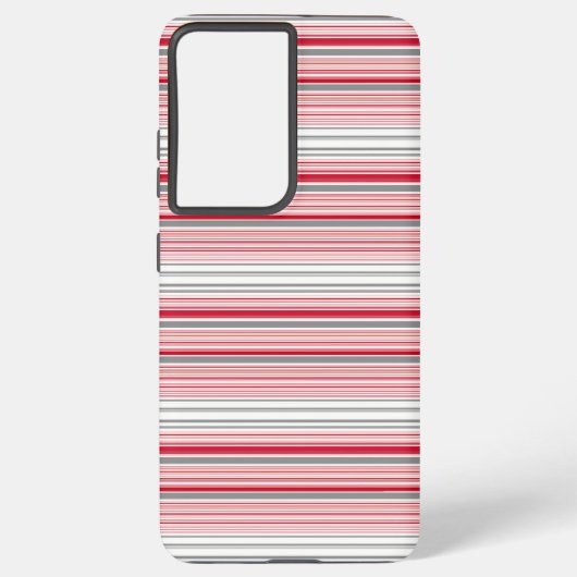 かわいい グレー 赤 ストライプ SAMSUNG GALAXYケース (裏面)