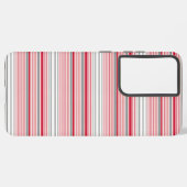 かわいい グレー 赤 ストライプ SAMSUNG GALAXYケース (裏面横)