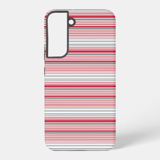 かわいい グレー 赤 ストライプ SAMSUNG GALAXYケース (裏面)