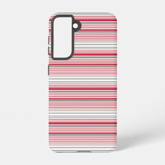 かわいい グレー 赤 ストライプ SAMSUNG GALAXYケース (裏面)