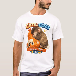 かわいい+コジー+お昼寝の至福 | 愛らしい赤ちゃん動物 Tシャツ