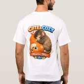 かわいい+コジー+お昼寝の至福 | 愛らしい赤ちゃん動物 Tシャツ (裏面)