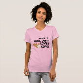 かわいい「コーギーが好きな女の子」Tシャツ Tシャツ (正面フル)