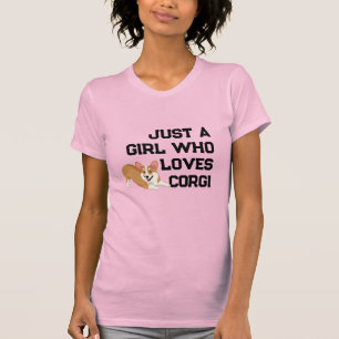 かわいい「コーギーが好きな女の子」Tシャツ Tシャツ