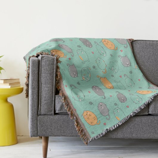 かわいい&コージーな眠り猫の夢のパターン スローブランケット