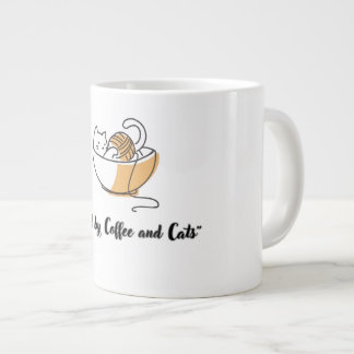 かわいい コーヒーとネコに支えられて セラミックマグ ジャンボコーヒーマグカップ