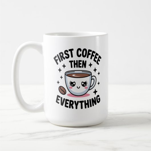 かわいい コーヒーを飲んでからやること全部 - おもしろコーヒーグッズ コーヒーマグカップ (左)