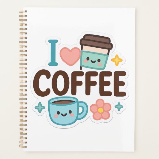 かわいい コーヒー ステッカー プランナー手帳 (正面)